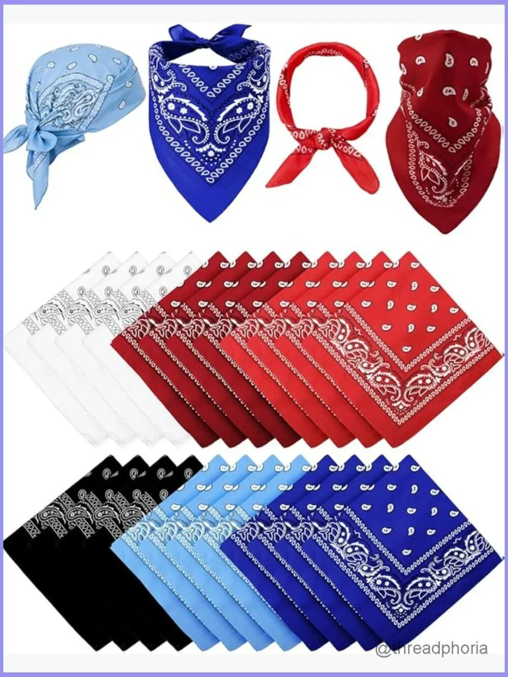 36 Paisley Bandanas Square Scarves for Party Costumes